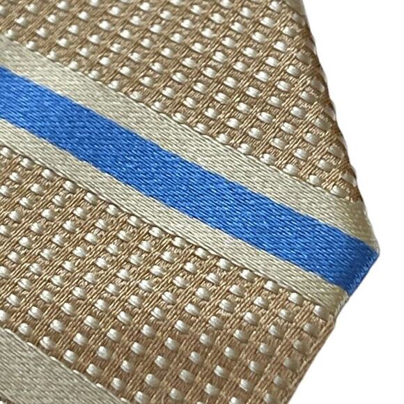 Jos A Bank Mens 100% Silk Yellow Blue Striped Hand Made Neck Tie 58" x 3.75" - Picture 9 of 16